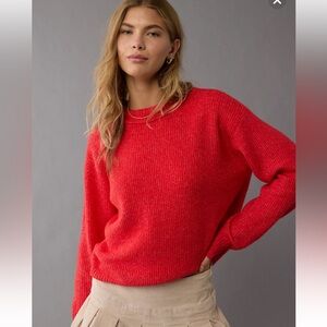 AMERICAN EAGLE Whoa So Soft Crew Neck Sweater - Color Cherry - Size M